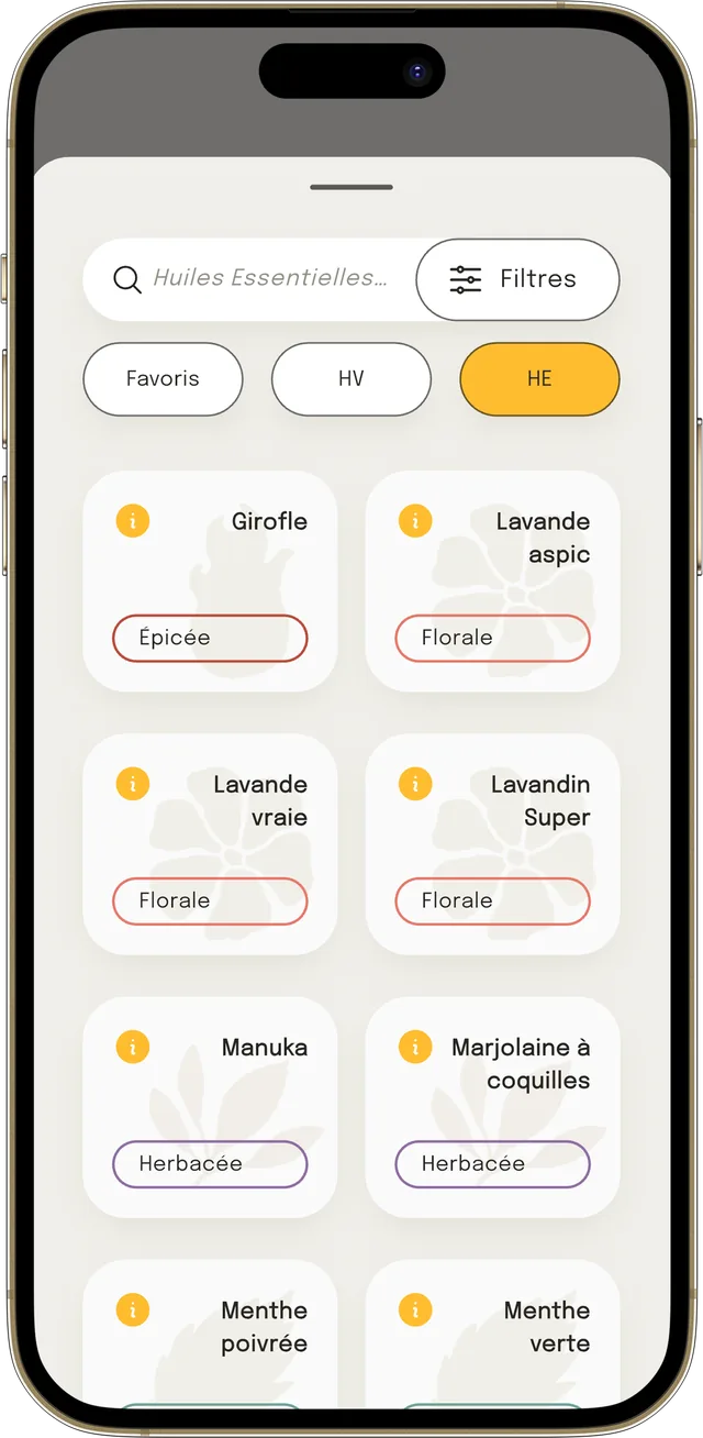La bibliothèque d’huiles dans Essential Blend